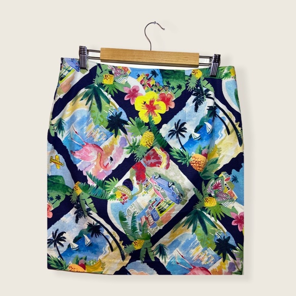 Talbots Tropical Print Cotton Blend Skirt 6 - Picture 4 of 9